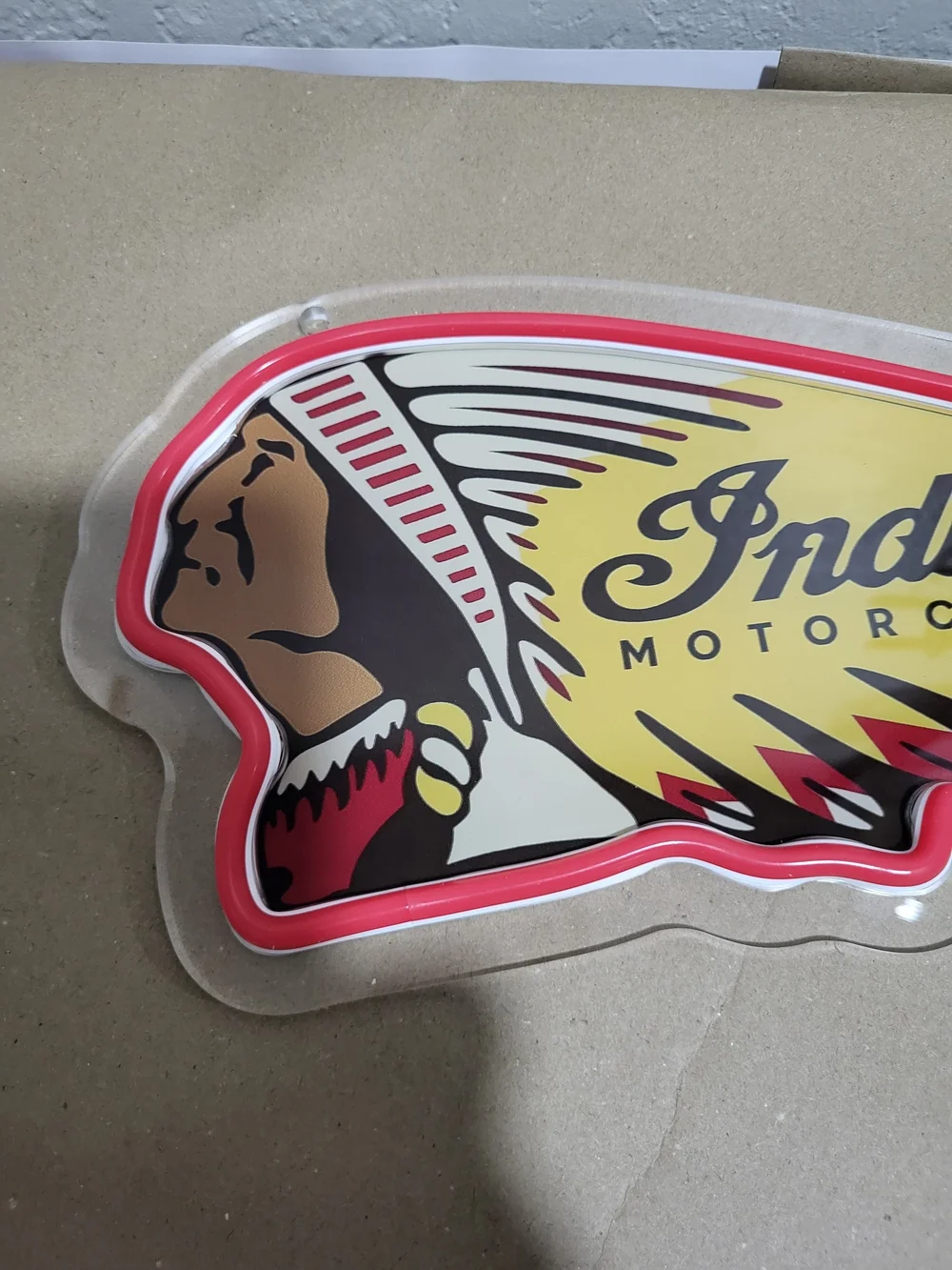 Indian Motorcycle Neon-Style Red and Yellow Wall Sign